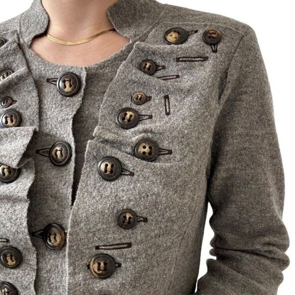 Casch Copenhagen Womens Gray Hippie 100% Wool Faeriecore Frill Cardigan Sz 38 - Picture 5 of 7